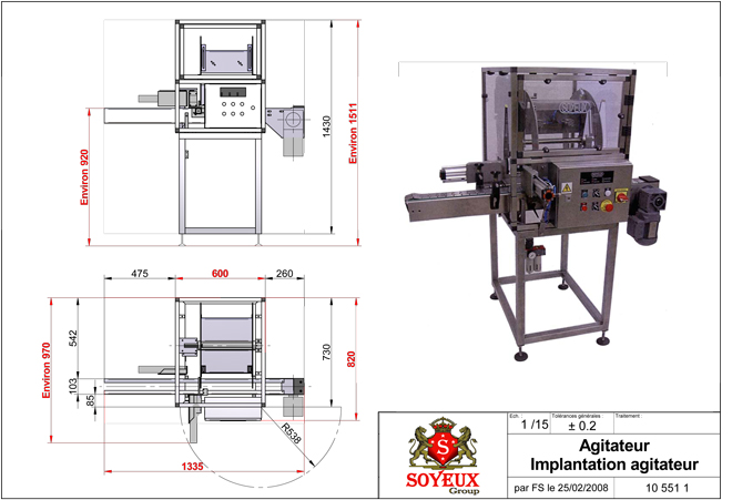 IMPLANTATION Agitateur électro-mécanique Agitateur électro mécanique rotatif ou agitateur en carrousel