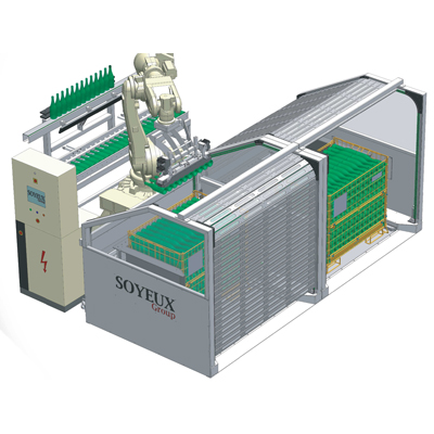 Cellule d'emboxage, déboxage et transfert multi-formats automatique robotisée Cellule d'emboxage, déboxage et transfert multi-formats automatique robotisée